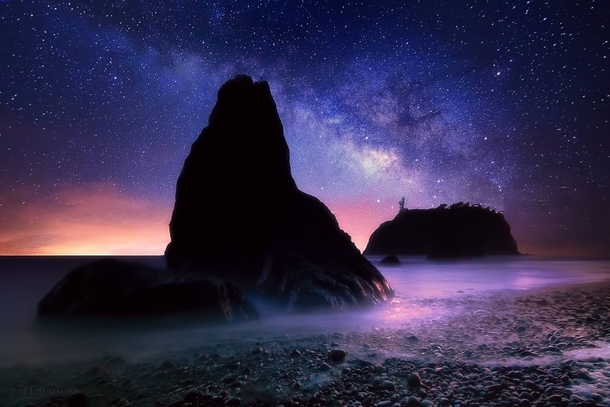 Land Before Time Composite of the Milky Way over Ruby Beach 