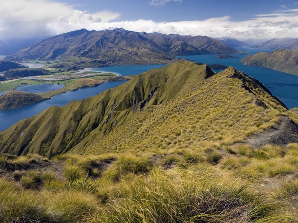 Landscape with Lake Wanaka in New Zealand 