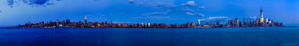 Large panorama of Manhattan just after sunset 