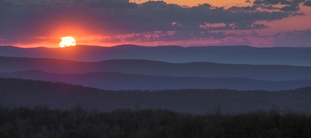 Layers of the Appalachian Mountains Sunset from Shenandoah National Park VA 