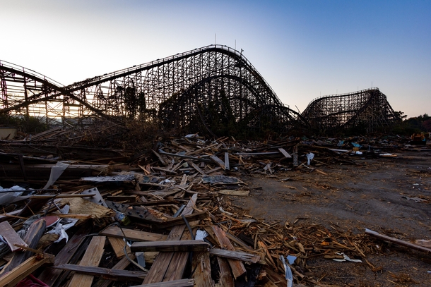 Legendary theme park Nara Dreamland during its demolition This roller coaster was laying on its side by the afternoon 