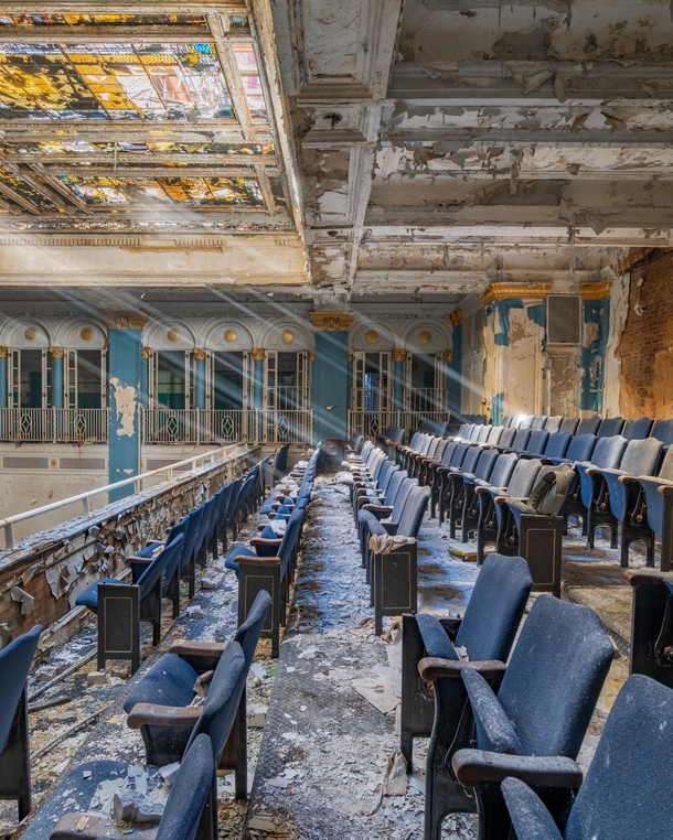 Light Rays Shining in an Abandoned School Auditorium