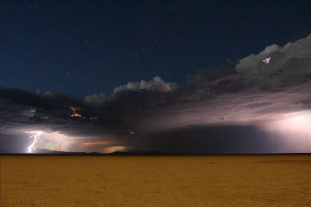Lightning and stars in the Black Rock Desert Nevada When Burning Man isnt here 