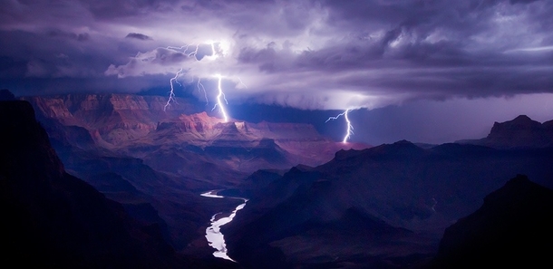 Lightning over the Grand Canyon AZ  by colin sillerud 