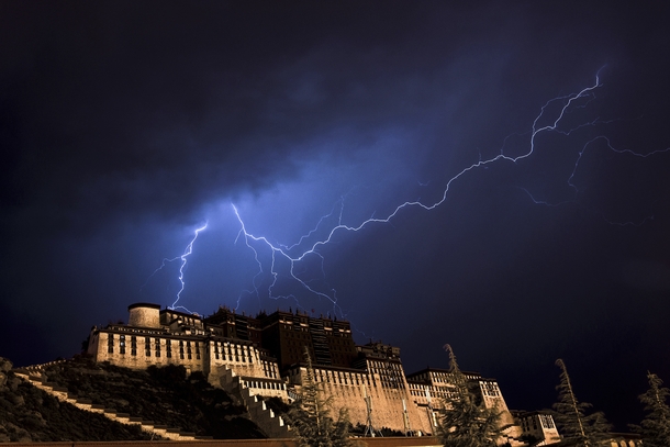 Lightning Shot of the Potala PalaceLhasaTibet Autonomous RegionChina