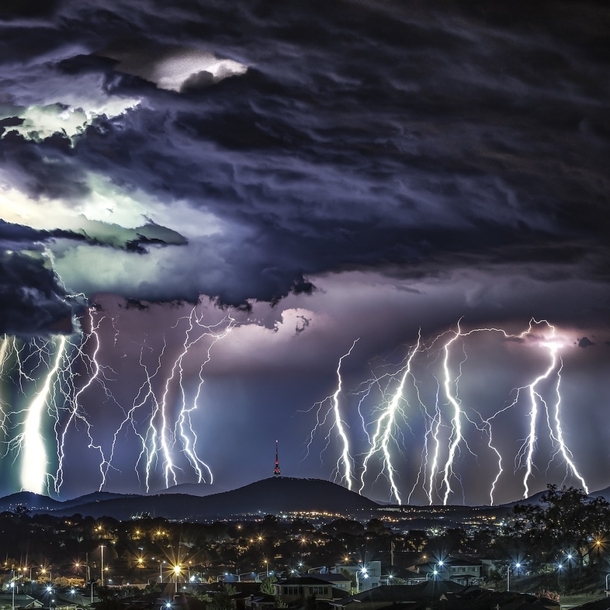 Lightning storm over Canberra Australia