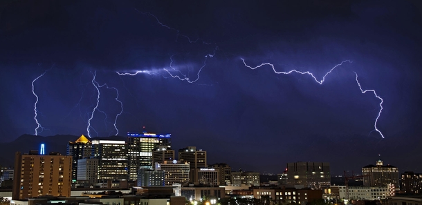 lightning storm over Salt Lake City Utah 