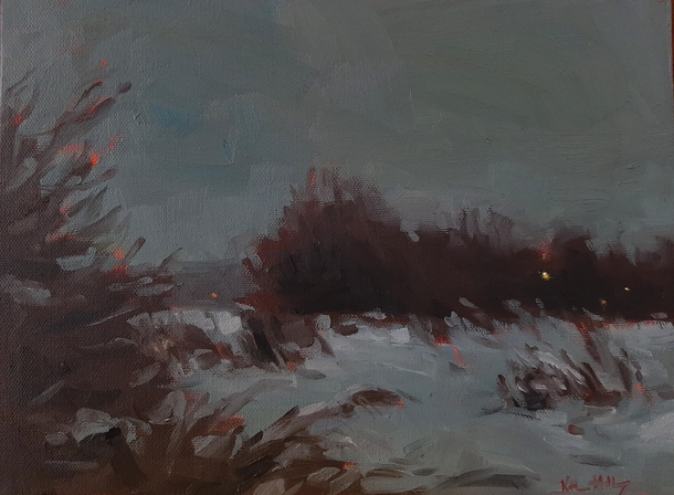 Little dusky winter oil painting study Im really fond of this one