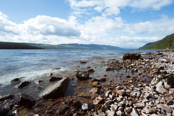Loch Ness Scotland on a clear summers day  