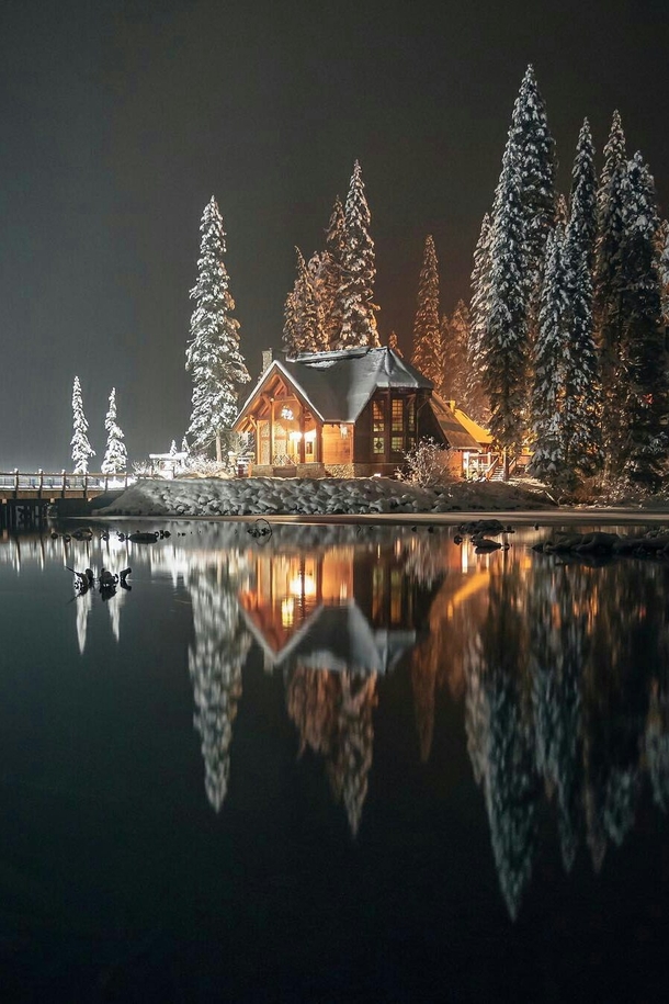 Lonely home at Emerald Lake in British Columbia Canada 