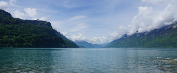 Lovely view from a bench in Brienz that overlooks the lake 