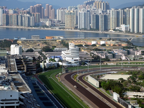 Ma On Shan new town sewage treatment works and Sha Tin racecourse Hong Kong 