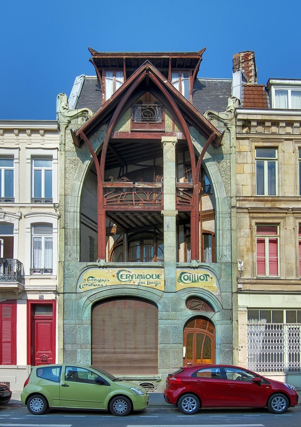 Maison Coilliot  Lille France - with decorative elements in wrought iron ceramic and enamelled lava