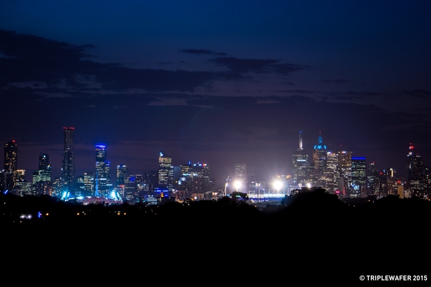 Melbourne Australia skyline at dusk 