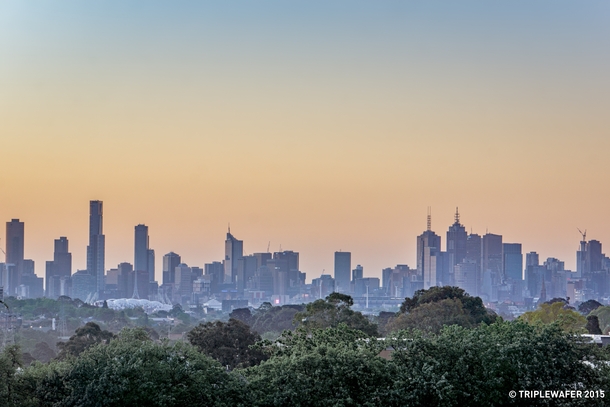 Melbourne Skyline at Sunset Australia 
