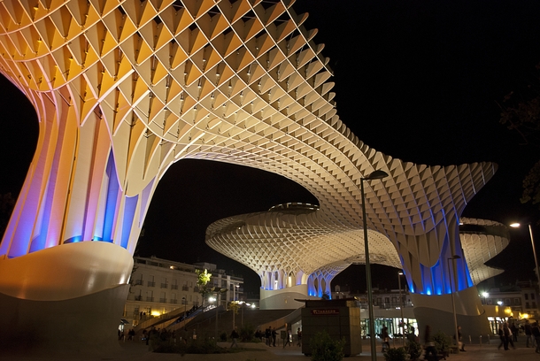 Metropol Parasol is a wooden structure located at La Encarnacin square in the old quarter of Seville Spain It was designed by the German architect Jrgen Mayer-Hermann and completed in April  