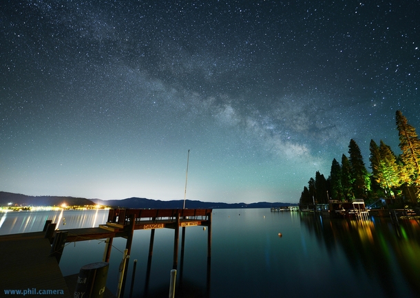 Milky Way over a pier on north Lake Tahoe last night x-post rspace