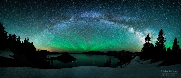 Milky Way Over Crater Lake with Airglow 