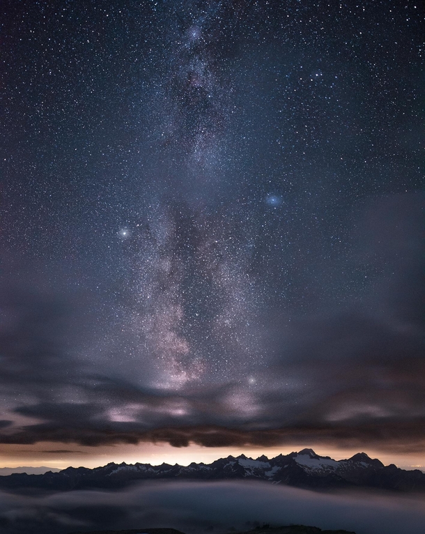 Milky Way Rises Above the Southern Horizon as Viewed From Mt Baker in WA - USA 