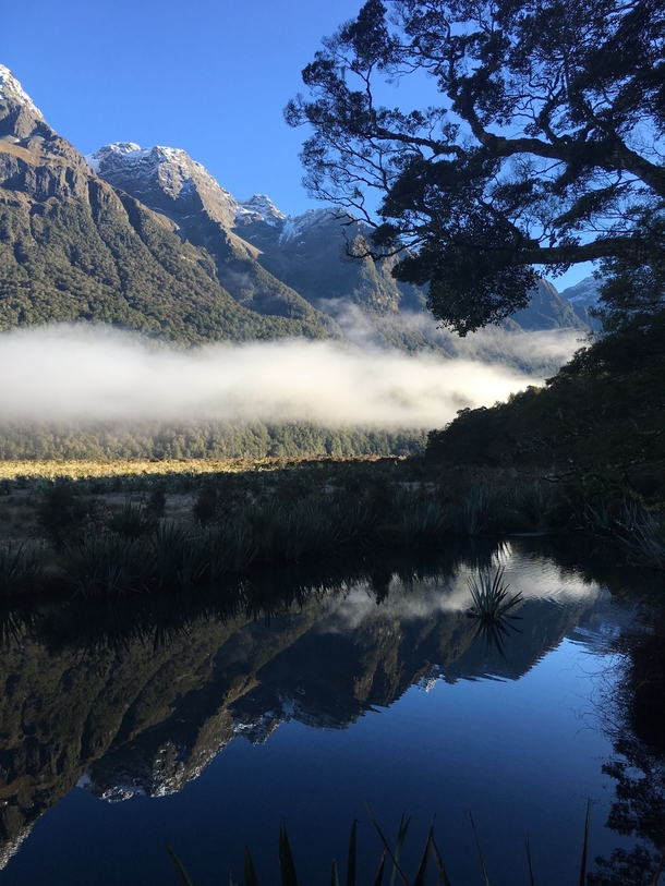 Mirror Lakes in Fiordland National Park New Zealand 