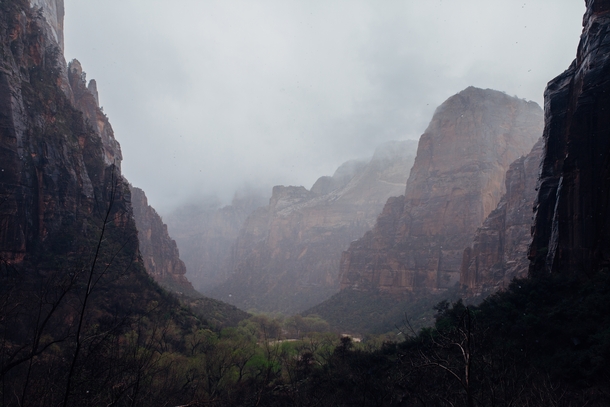 Misty Mountains in Zion National Park 