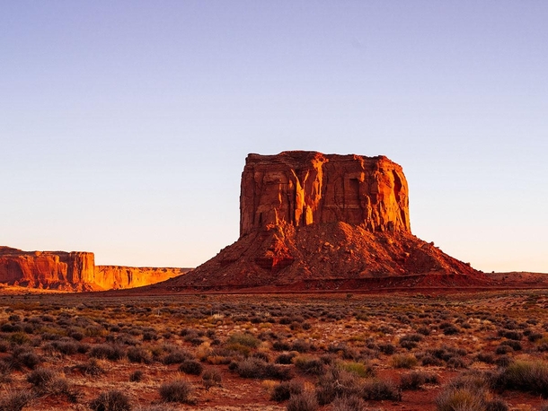 Mitchell Butte at sunset Monument Valley  hermansjoris