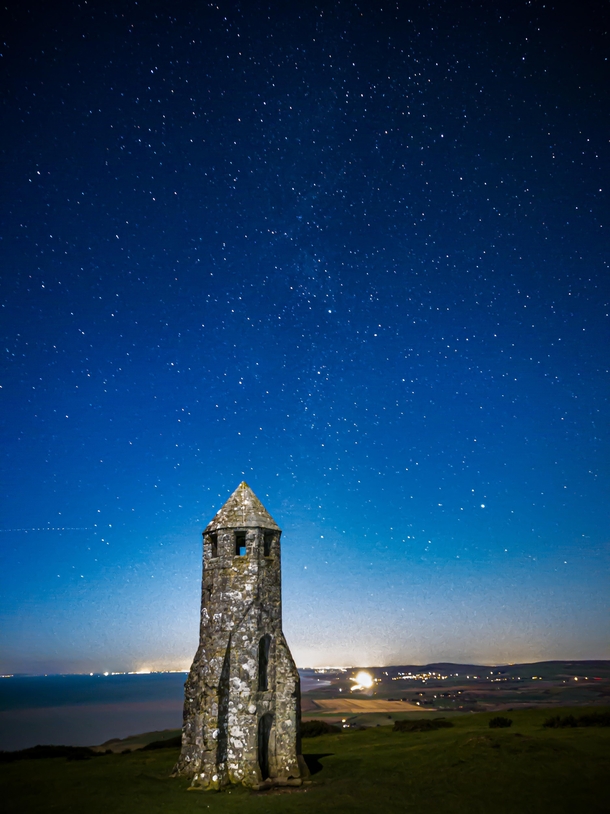 Mobile shot of the pepperpot  isle of wight UK  Featuring a faint milkyway