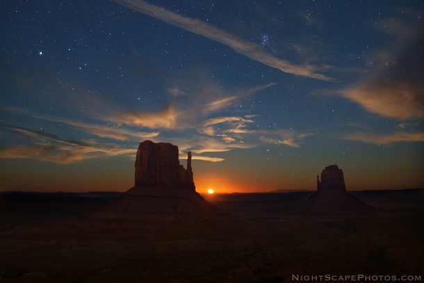 Moonrise Over Monument Valley  by Royces Nightscapes