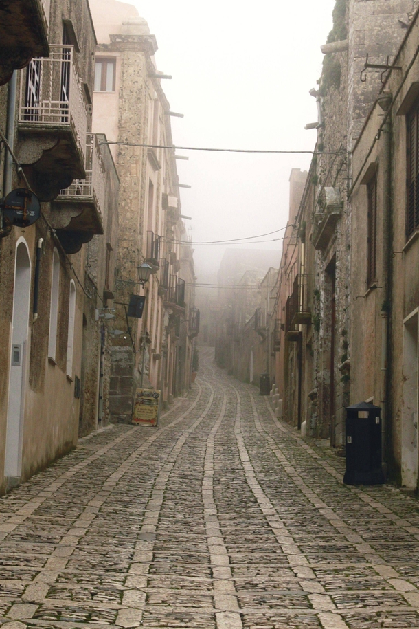 Morning Mist - Entering the Ancient Sicilian town of Erice   x 