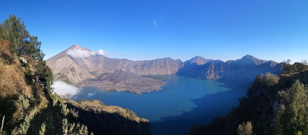 Mount Rinjani in Lombok a textbook caldera volcano formation crater within a crater OC  x 
