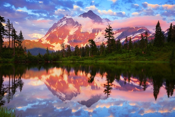 Mount Shuksan from Picture Lake in Washington -taken by Michael Rickard 