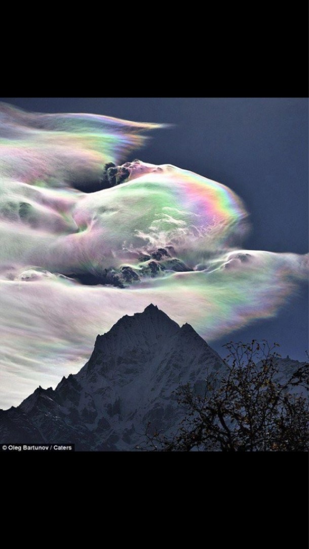 Mt Everest with an interesting rainbow 
