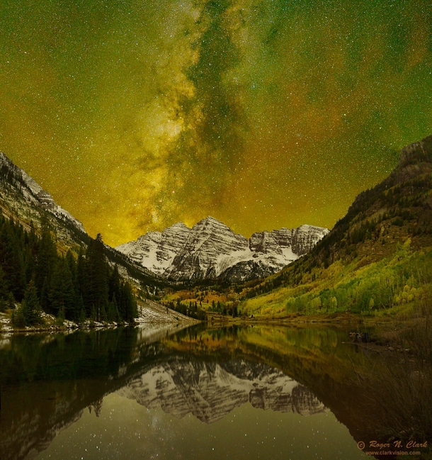 My dad is a USGS scientist spending his furlough creating shots like this in the Maroon Bells 