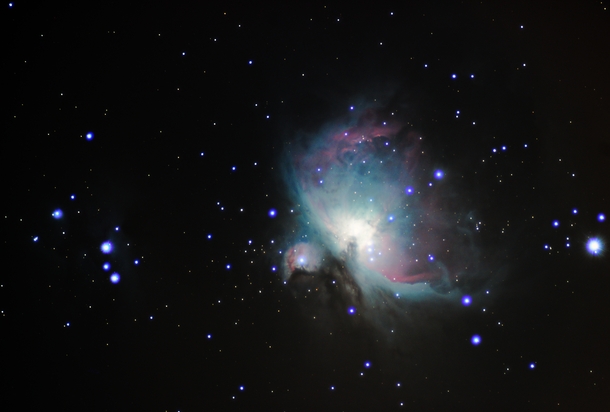 My first attempt at The Great Orion Nebula  x-post from rastrophotography