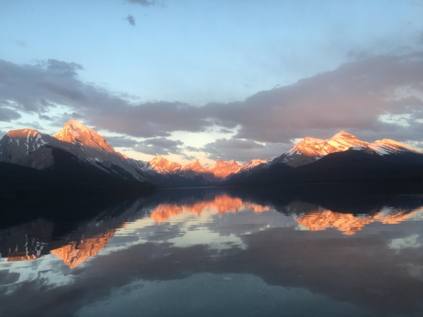 My local subreddit said I should post this here Maligne Lake Jasper AB Canada x