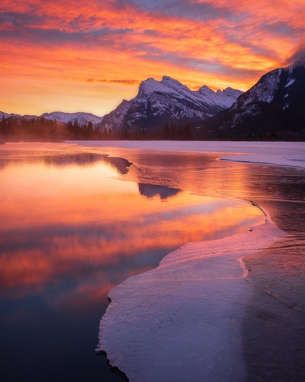 My personal favorite sunrise moment at Vermillion lakes in Banff Canada 