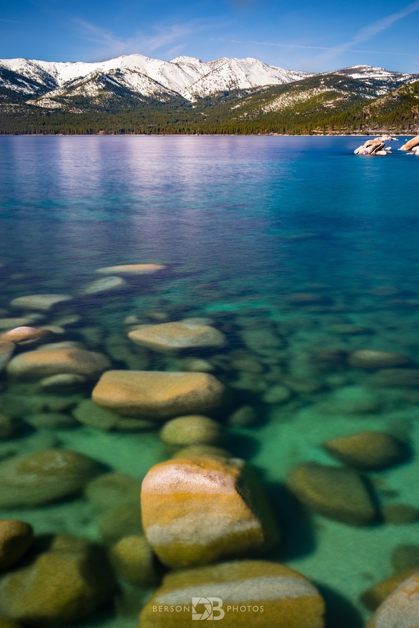My personal paradise - Sand Harbor on the east coast of Lake Tahoe Nevada Crystal clear water and snow capped mountains 