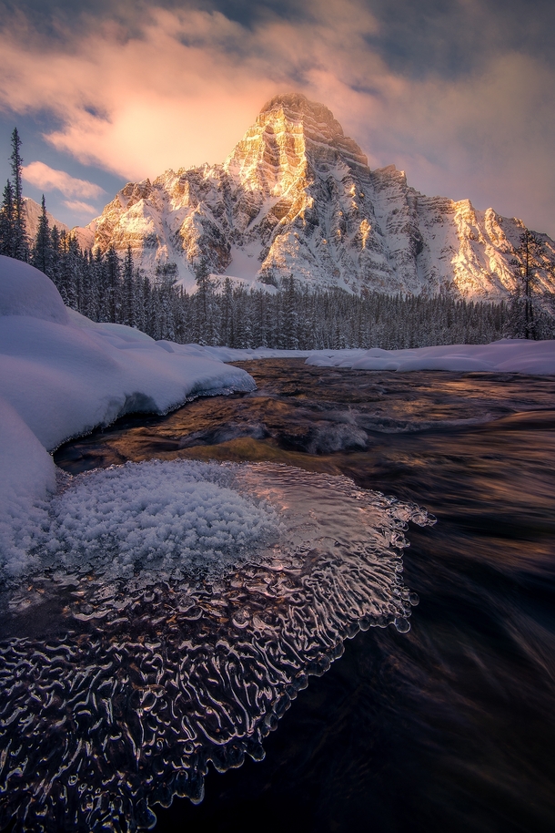 My toesies got a little chilled taking this shot of Mt Cephron during sunrise in Banff Canada OC  ross_schram