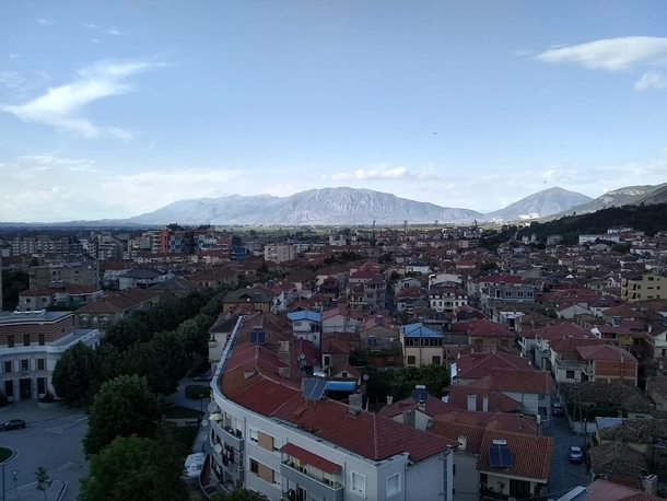 My view of Korce Albania from atop the observation deck