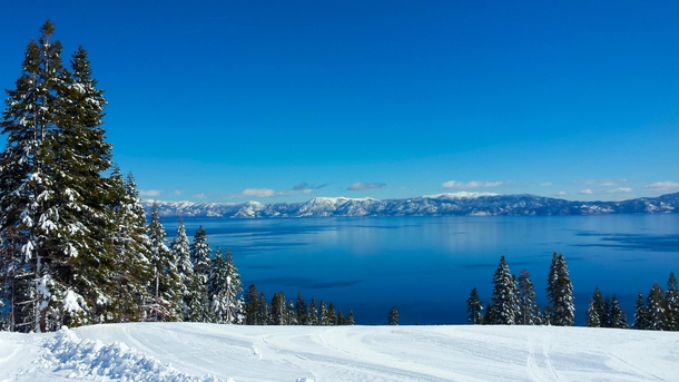 My view while snowboarding Homewood in Lake Tahoe CA 
