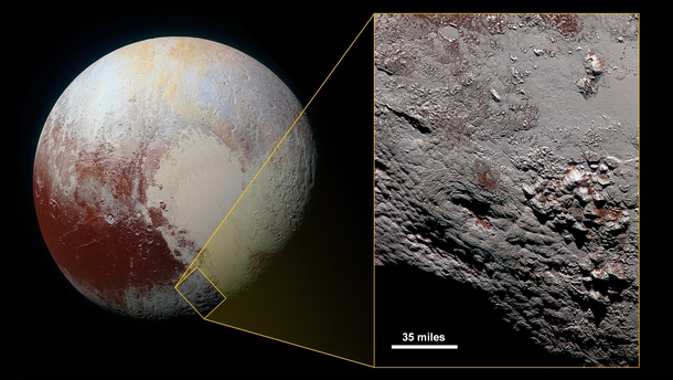 NASA released new high resolution footage of a mountain on Pluto called Wright Mons 
