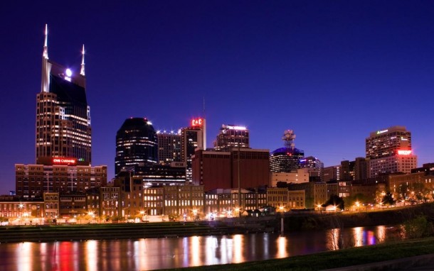 Nashville skyline at night including the Batman Building  x 