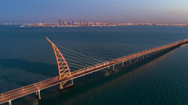 New bridge in Kuwait with the skyline in the background