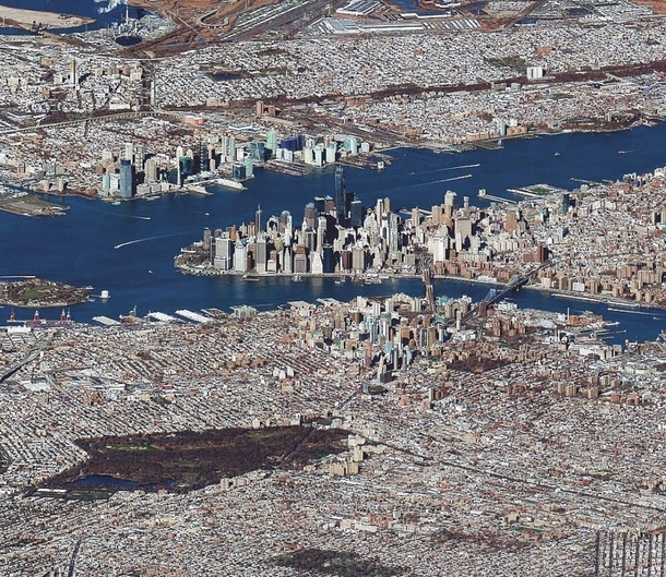 New York City image captured by the Worldview- satellite at an extremely low angle