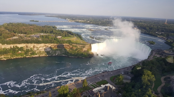 Niagara River and Horseshoe Falls from Skylon Tower in Ontario 
