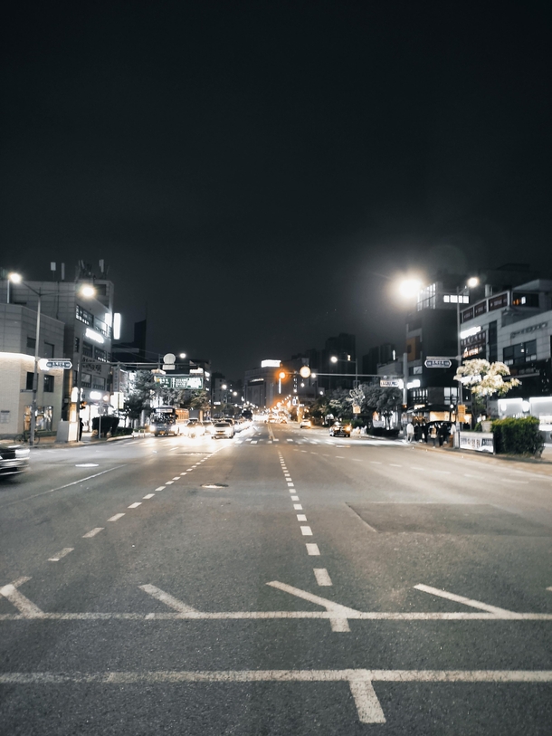 Night crossroad in Seoul Korea
