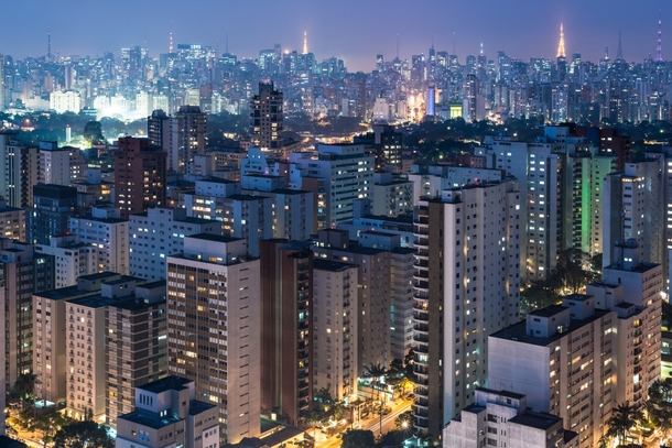 Night skyline of So Paulo Brazil