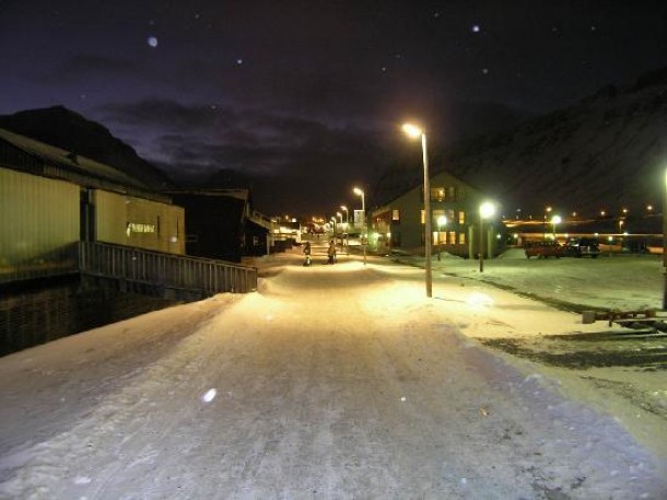 Nighttime in Longyearbyen Svalbard 