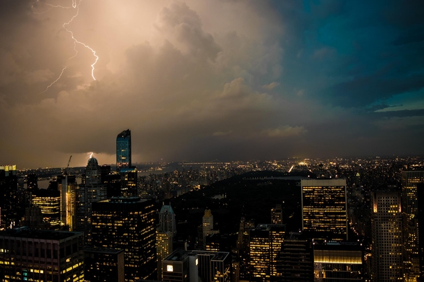 Nighttime NYC as the storm rolls in 