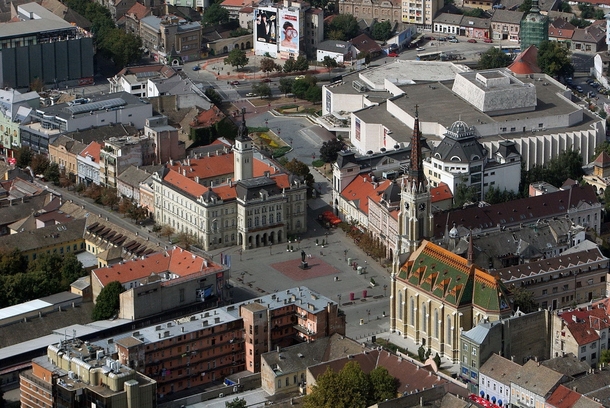 Novi Sad Serbia old center from air 